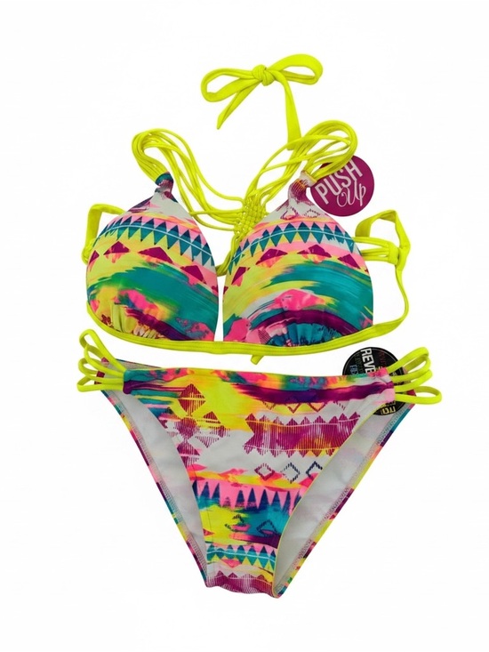 Gossip Other - Gossip Neon Yellow Teal & Hot Pink Tie-Dye Bikini set size Large NWT